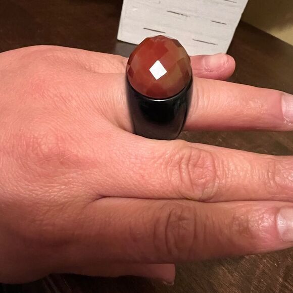 NEW GENUINE RED AVENTURINE RING SIZE 8 - Picture 6 of 6